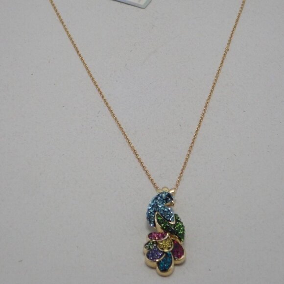 925 Stearling Silver with Swarovski Crystal Peacock necklace NWT - Picture 3 of 12